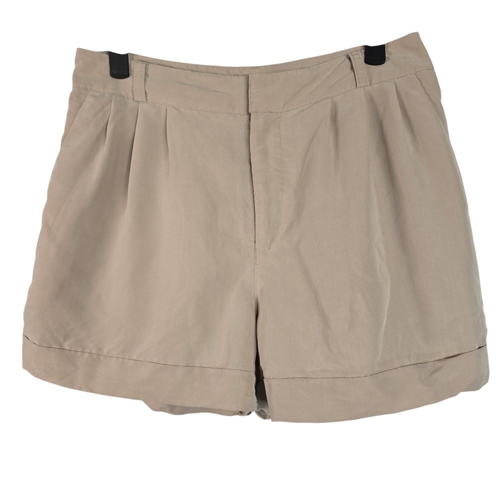 H&M Divided Pleated Chino Shorts Women's Size 4 Mid Rise Beige Pockets